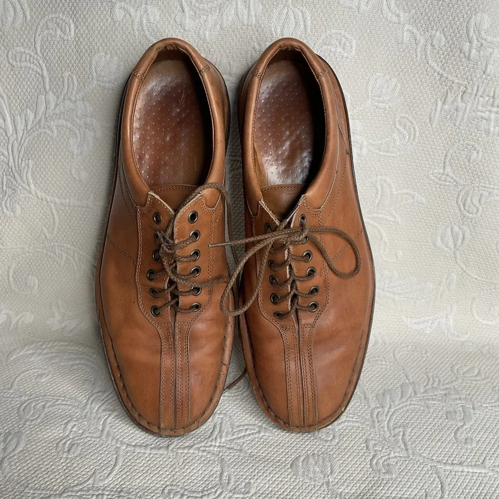 LNC Allen Edmonds Torino Brown Tan Leather Split Toe Casual Oxford Shoe Men 10,5